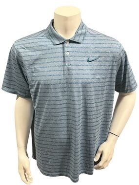 Nike Golf Men’s Polo Shirt Striped Blue Short Sleeve Dri-Fit XL